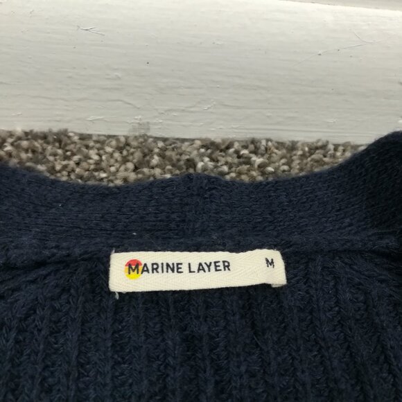 Marine Layer Sweater Long Cabin Knit Cardigan Blue Ombre Cashmere Blend Medium - Picture 3 of 10
